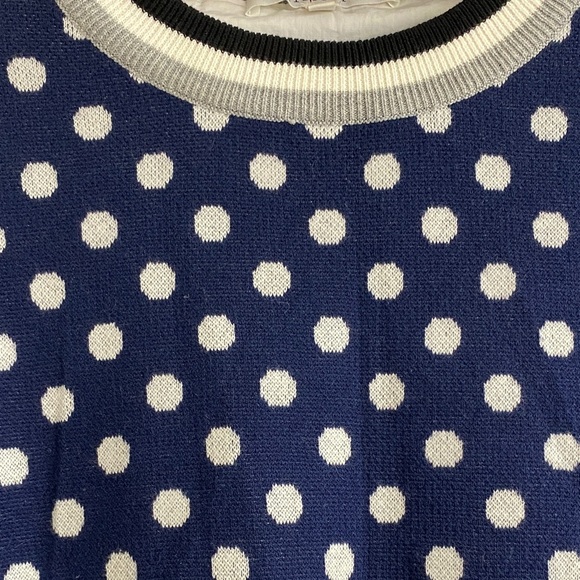 Endless Rose Navy Polka Dot Sweater with White Accents - Picture 4 of 7